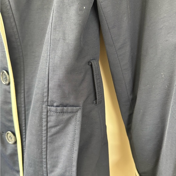 New York & Company Navy Trench Coat with White Accents - Picture 5 of 6